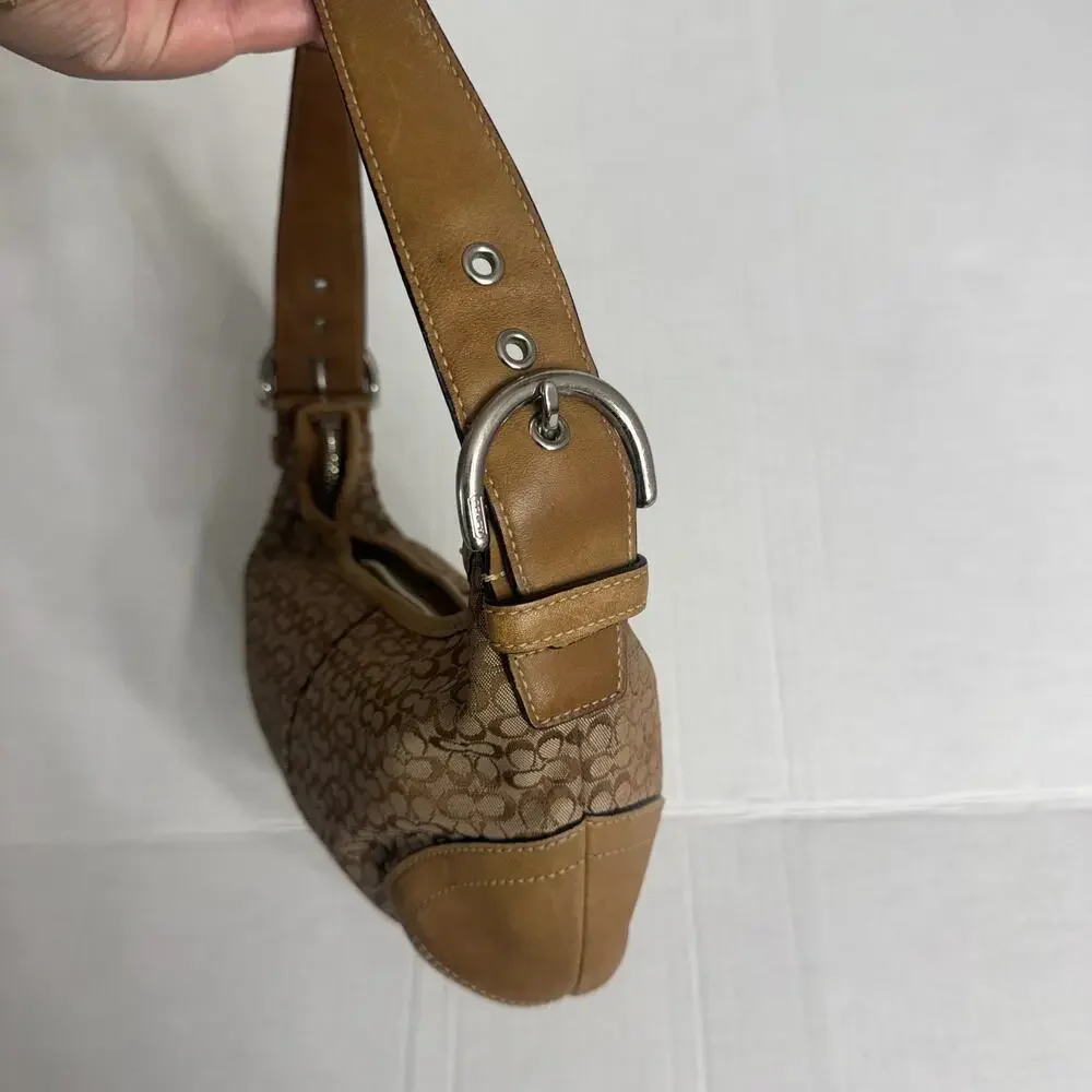 Coach Soho Signature Hobo Jacquard Hand Bag Y2K Brown /Beige - Picture 2 of 6